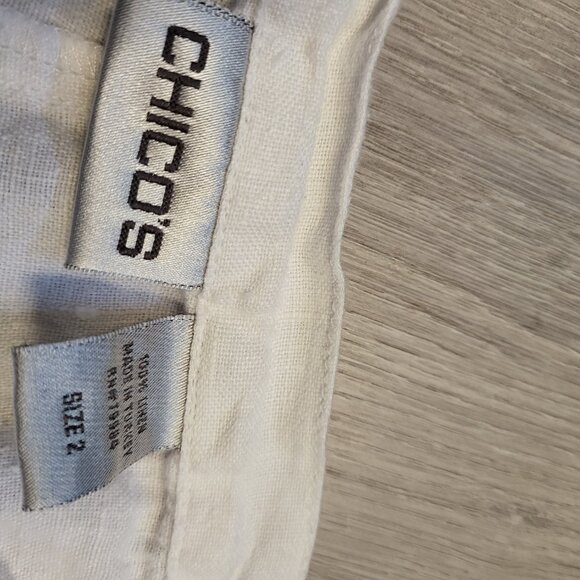 Vintage Chicos Linen Jean Capri with Asian painting Size 2 - Picture 3 of 8